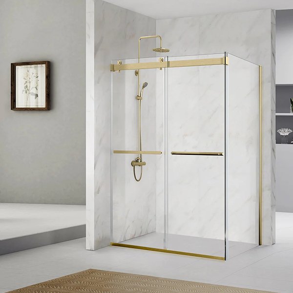 Spezia Rectangle Double Sliding Frameless Shower Enclosure 56"W x 76"H